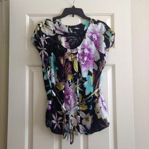 Flowery Short Sleeve Blouse